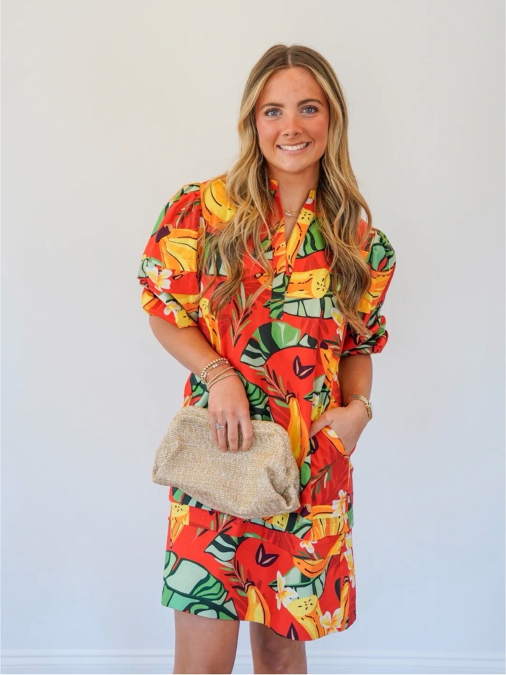 Maude Vivante NWT Freya Red Bananas‎ Dress Size Small
